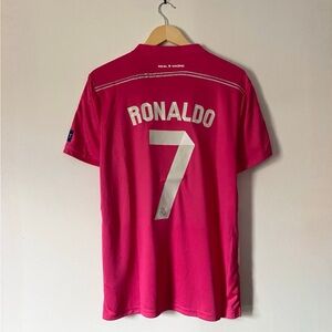 Ronaldo #7 Real Madrid UCL 2014/15  Away Pink  Jersey Size Medium